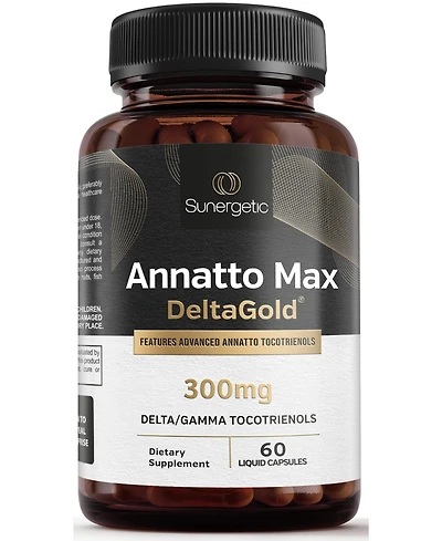 Sunergetic Annatto Tocotrienol Supplement with DeltaGold, Vitamin E 300 Milligram, 60 Liquid Capsules