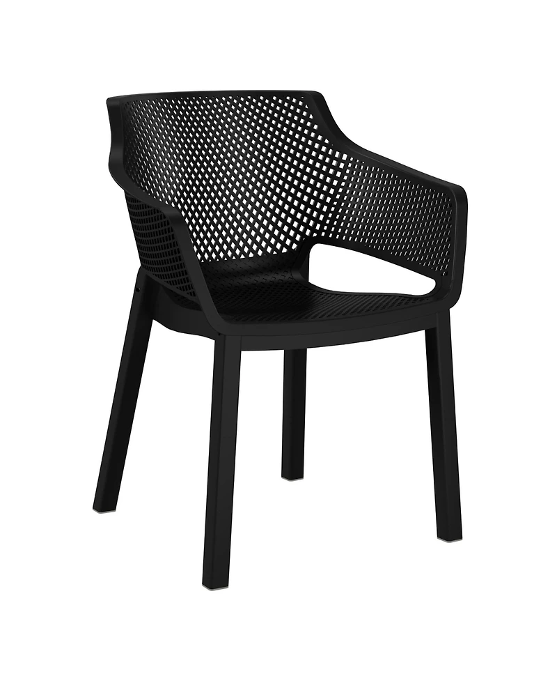 WestinTrends Outdoor Modern Stackable Plastic Resin Patio Dining Armchair (Set of 4)