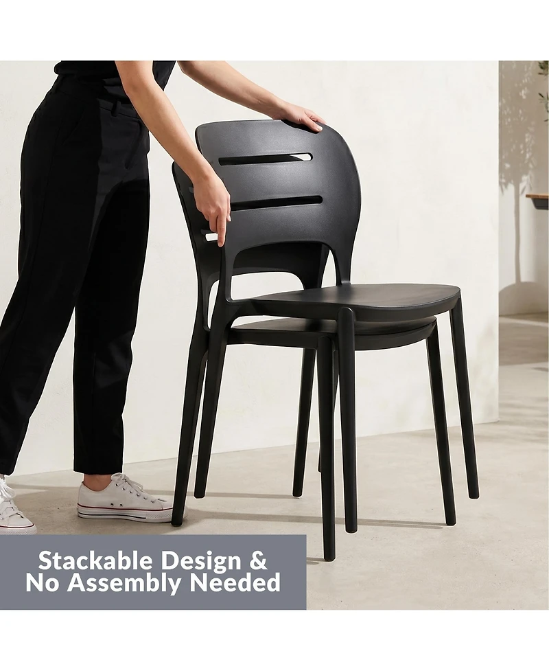 WestinTrends Outdoor Modern Stackable Plastic Patio Dining Side Chairs (Set of 2)