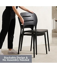WestinTrends Outdoor Modern Stackable Plastic Patio Dining Side Chairs (Set of 2)