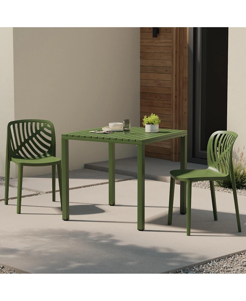 WestinTrends Outdoor Modern Stackable Polypropylene Plastic Patio Bistro Dining Side Chairs (Set of 2)