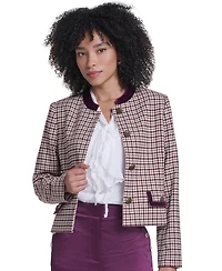 Karl Lagerfeld Paris Petite Plaid Cropped Jacket