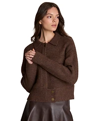 Kenneth Cole Women's Ribbed-Knit Long-Sleeve Utility Jacket