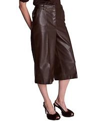 Kenneth Cole Women's High-Waisted Faux-Leather Wide-Leg Shorts, 18" Inseam