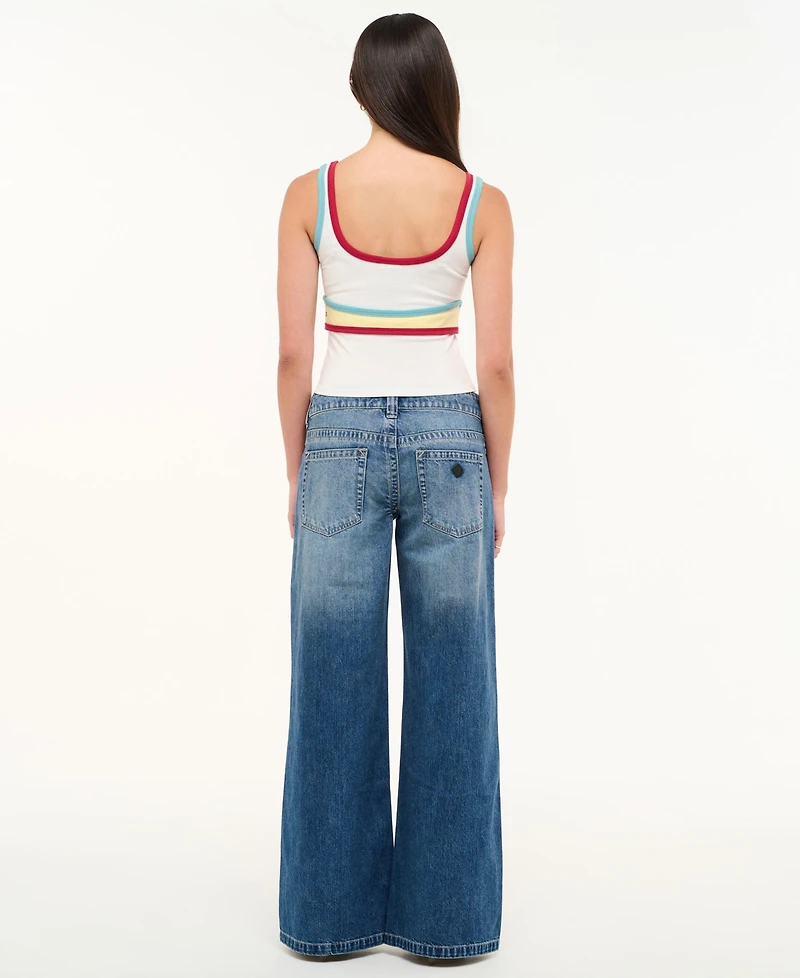 Abrand Juniors' Evelyn Wide-Leg Low-Rise Jeans