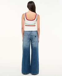 Abrand Juniors' Evelyn Wide-Leg Low-Rise Jeans