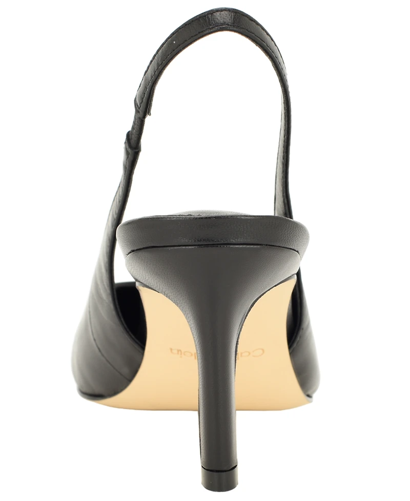 Calvin Klein Women's Biancya Leather Pointed Toe Slingback Pumps