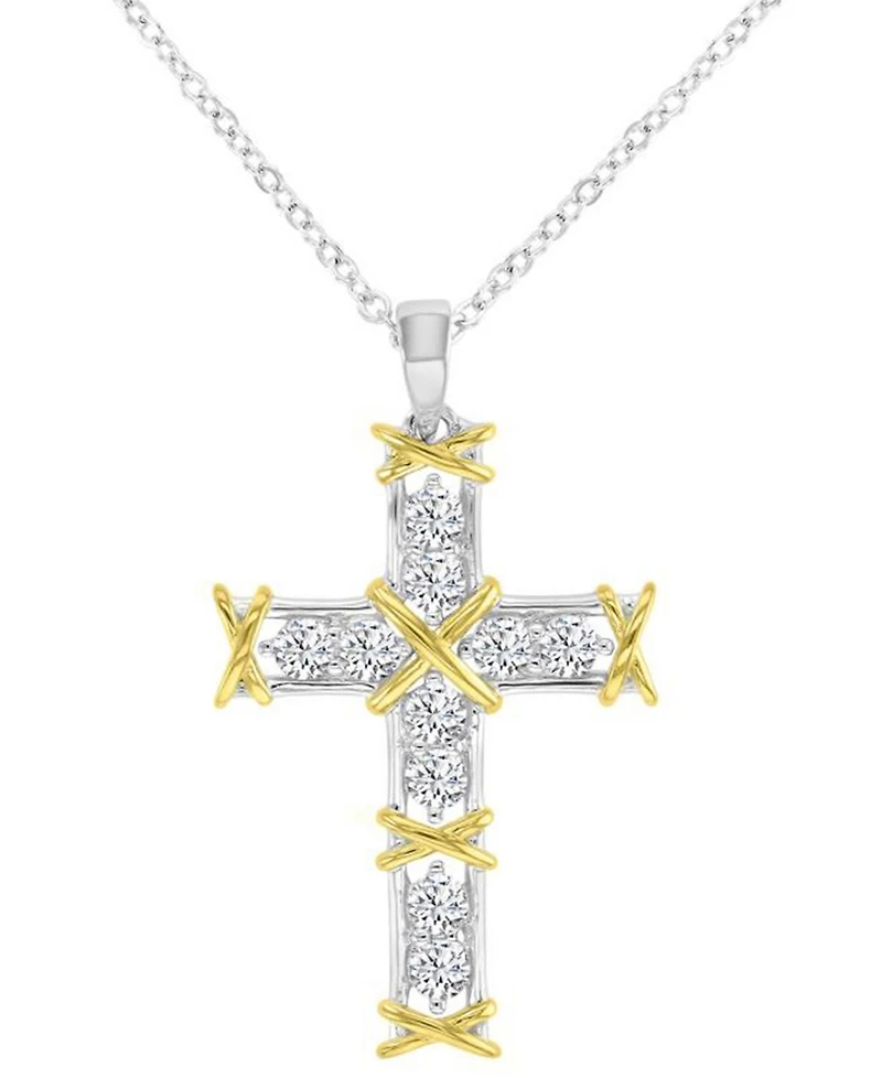 Macy's Textured Two-Tone Cross Necklace