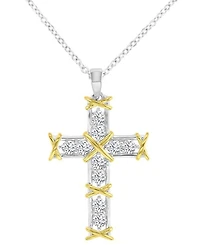 Macy's Textured Two-Tone Cross Necklace