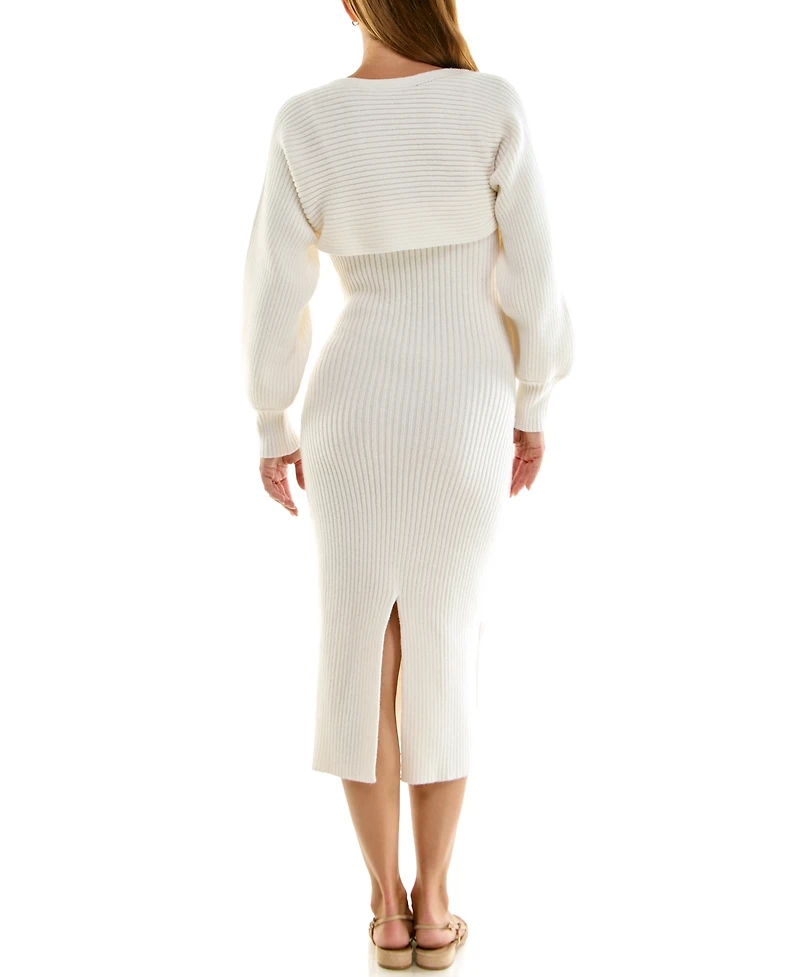 Rare Juniors' Ribbed-Knit Sweetheart Neck Side-Slit Cami Dress and Bolero Set