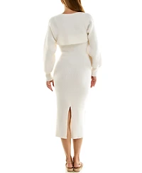 Rare Juniors' Ribbed-Knit Sweetheart Neck Side-Slit Cami Dress and Bolero Set
