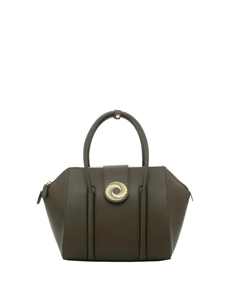 Aranyani La Donna Italian Leather Shoulder Bag with Gold Monogram