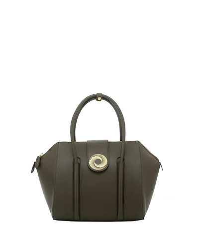 Aranyani La Donna Italian Leather Shoulder Bag with Gold Monogram