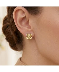 Rachel Glauber Elegant Knot Loop Stud Earrings in 14K Gold Plated