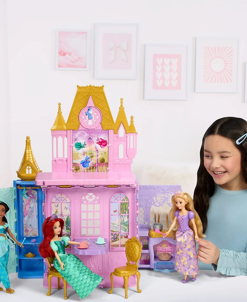 Disney Princess Rapunzel Close & Carry Castle Portable Doll and Five-Play-Area Playset, Ages 3+