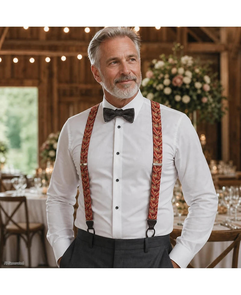 Trafalgar Men's Phoenix Soaring Silk Button End Suspenders