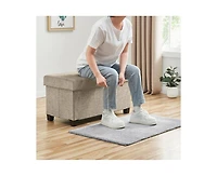 Ornavo Home Foldable Tufted 30 Inch Linen Bench Storage Ottoman with Legs