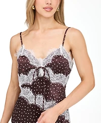 Kittenish Women's Mia Crepe-Satin Polka-Dot V-Neck Midi Slip Dress