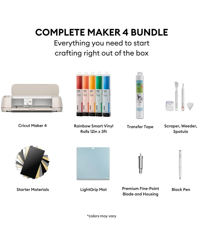 Cricut Maker 4 Smart Cutting Machine with Rainbow Smart Vinyl Bundle