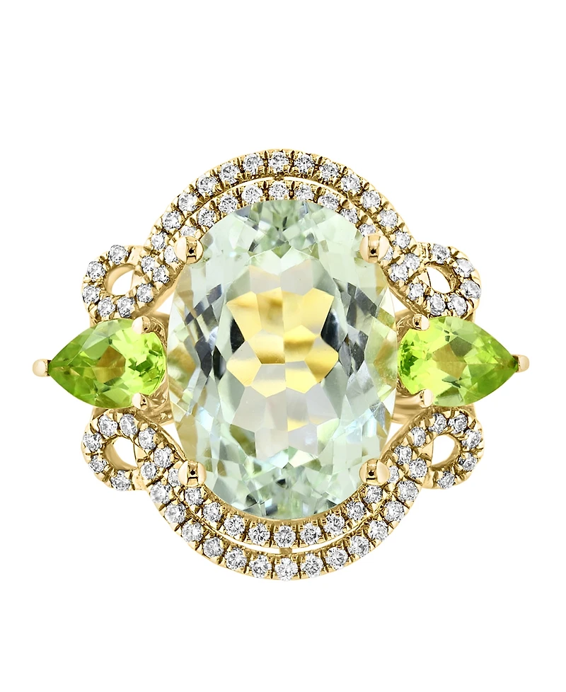 Lali Jewels Green Amethyst (5.44 ct. t.w.) & Peridot (0.97 ct. t.w.) Ring in 14k Yellow Gold