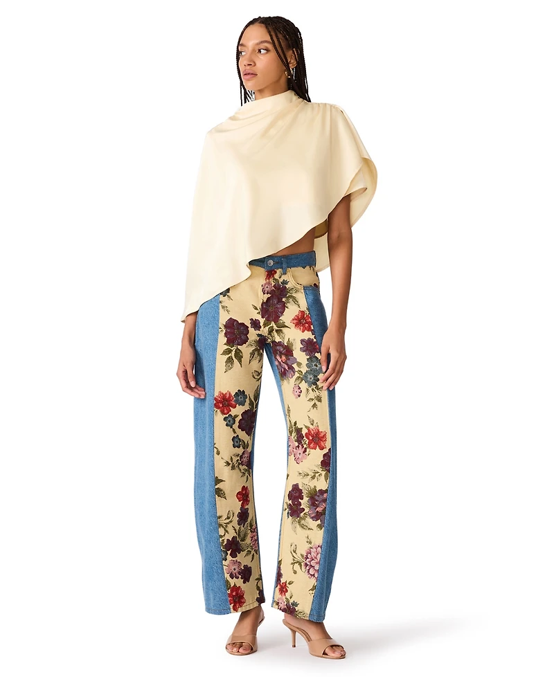 Steve Madden Women's The Sydnee Floral Non-Stretch Wide-Leg Jeans