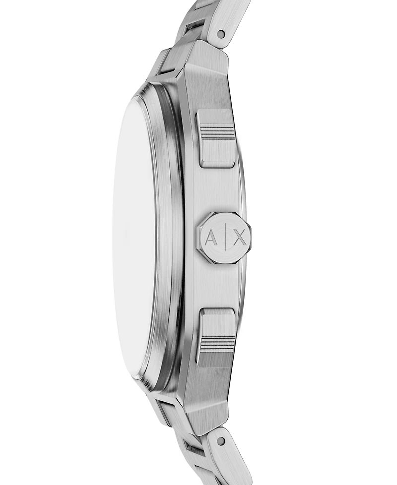 Armani Exchange Men's Quartz Dual Time Silver Stainless Steel Watch 40mm