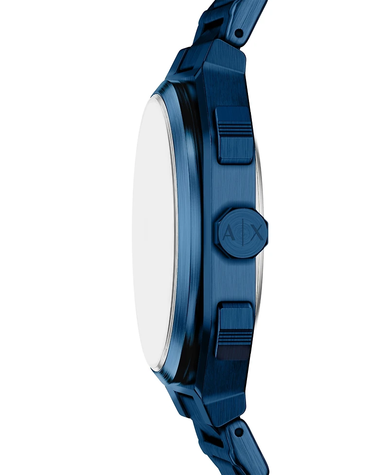 Armani Exchange Men's Quartz Dual Time Blue Stainless Steel Watch 40mm