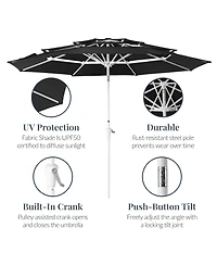 Best Choice Products 10ft 3-Tier Patio Umbrella White Pole, Outdoor Market Steel Pole