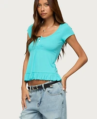 Edikted Women's Liliannah Scoop Neck Ruffle Babydoll Top
