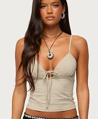 Edikted Women's Zanna V-Neck Keyhole-Tie-Front Tank Top
