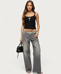 Edikted Women's Martini Babe Cropped Ribbed Scoop Neck Tank Top