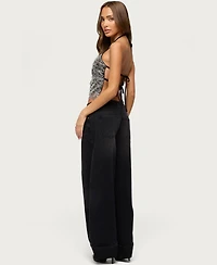 Edikted Women's Naira Beaded Metallic Halter Top