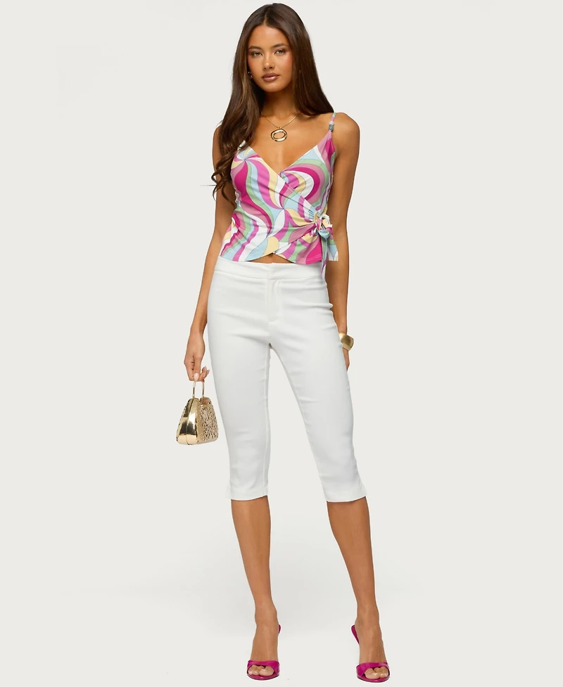 Edikted Women's Galie Sleeveless V-Neck Abstract-Print Wrap Top