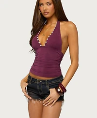 Edikted Women's Delta Ruched Crop Halter Top