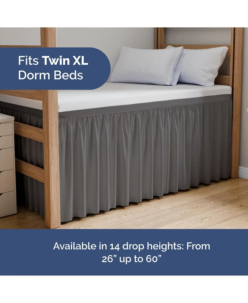 Cgk Unlimited Elastic Wrap Around Dorm Bed Skirt, Easy Fit 32-42" Extra Long Drop