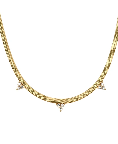 And Now This Cubic Zirconia Flat Herringbone Chain Necklace