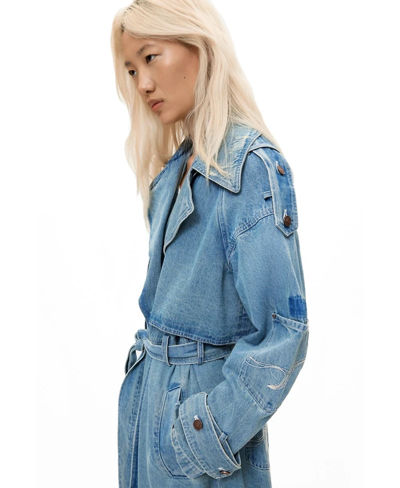 Desigual Women's Long Denim Trench Coat