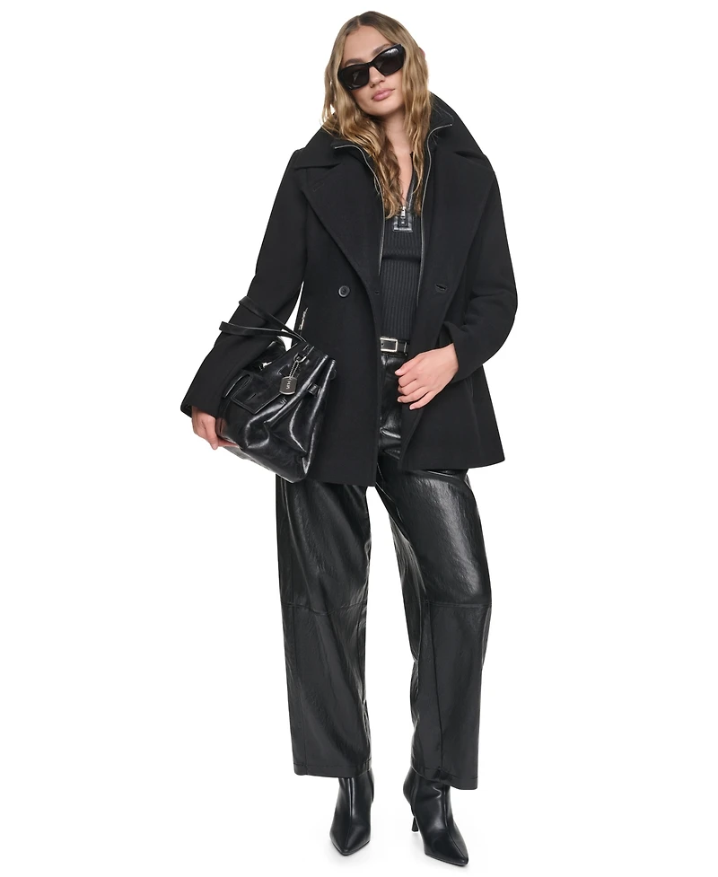 Dkny Women's Double-Breasted Long-Sleeve Peacoat