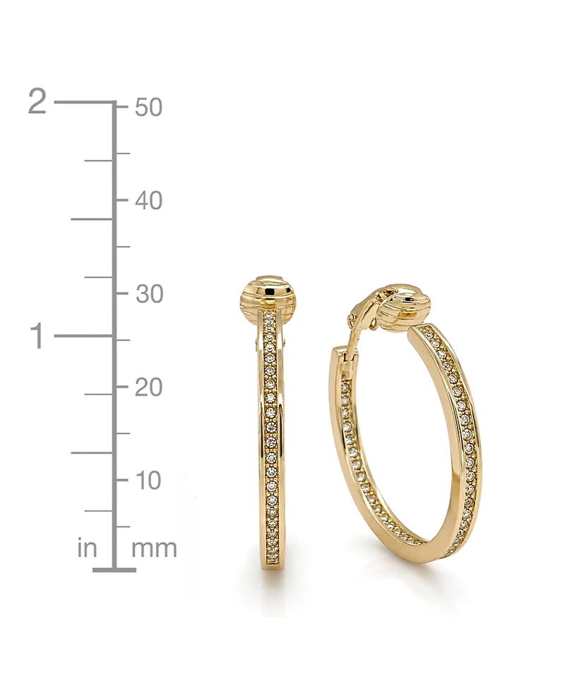 And Now This Cubic Zirconia Medium In & Out Clip-On Hoop Earrings in Gold-Plate, 1.18"