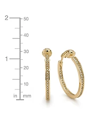 And Now This Cubic Zirconia Medium In & Out Clip-On Hoop Earrings in Gold-Plate, 1.18"