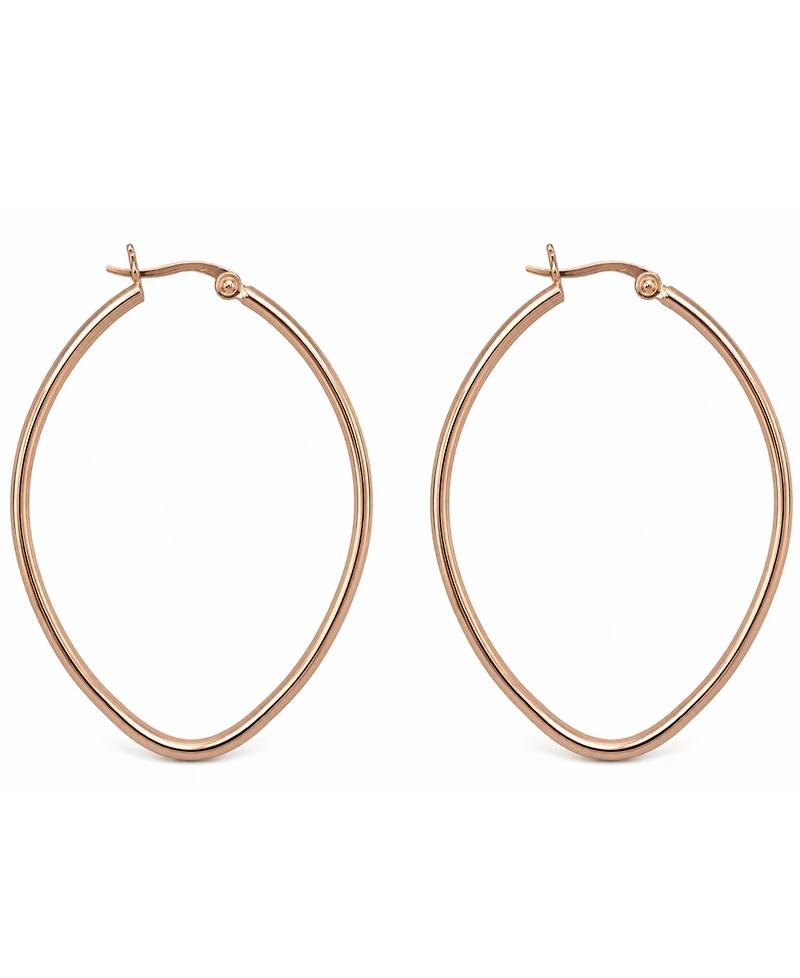 And Now This Large Rose Gold Plated Polished Oval Medium Hoop Earrings , 2"