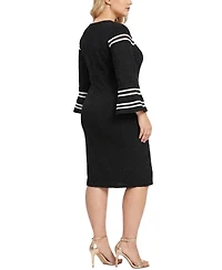 Ny Collection Plus Bell-Sleeve Dress with Mesh Insets