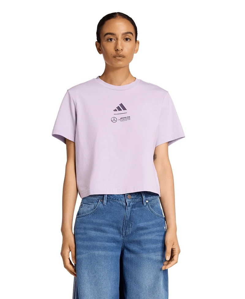 Adidas Women's Purple Mercedes-amg Petronas F1 Team Premium Woven Crop Top