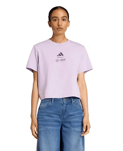 Adidas Women's Purple Mercedes-amg Petronas F1 Team Premium Woven Crop Top