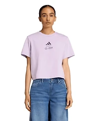 Adidas Women's Purple Mercedes-amg Petronas F1 Team Premium Woven Crop Top