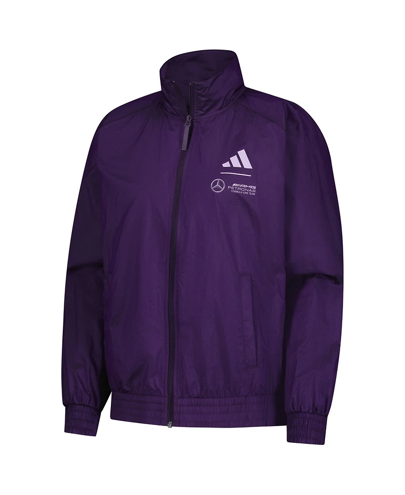 Adidas Women's Purple Mercedes-amg Petronas F1 Team Premium Woven Full-Zip Track Jacket