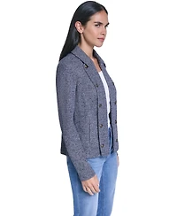 Nautica Women's Marled Band Double-Breasted Jacket