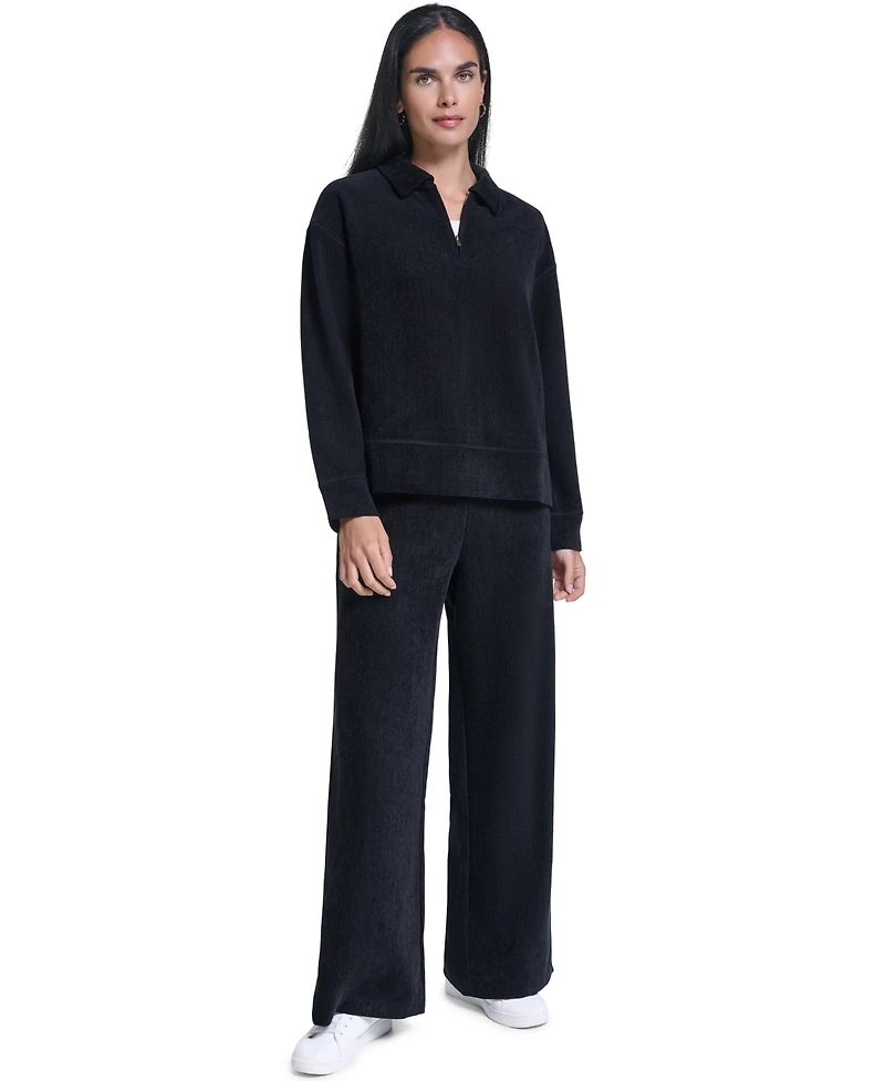 Nautica Women's Herringbone Rib Quarter Zip Pullover