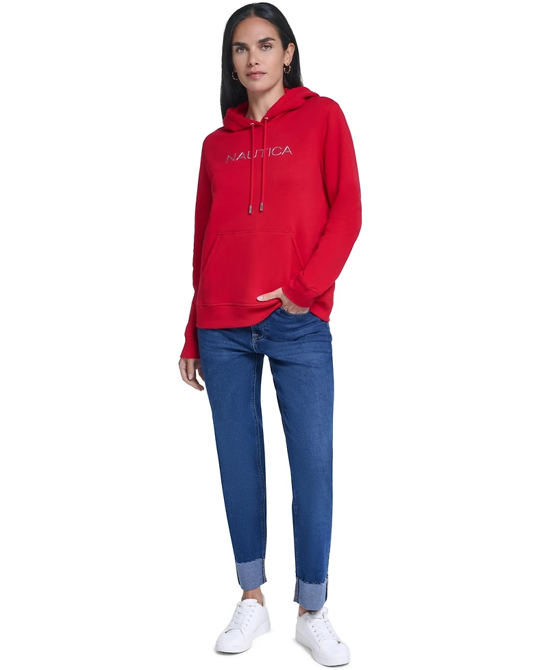 Nautica Women's Logo Graphic Fleece Hoodie