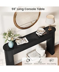 gaomon Fluted Console Table, 59 Inch Wood Mid Century Modern Entryway Sofa Table for Living Room or Hallway